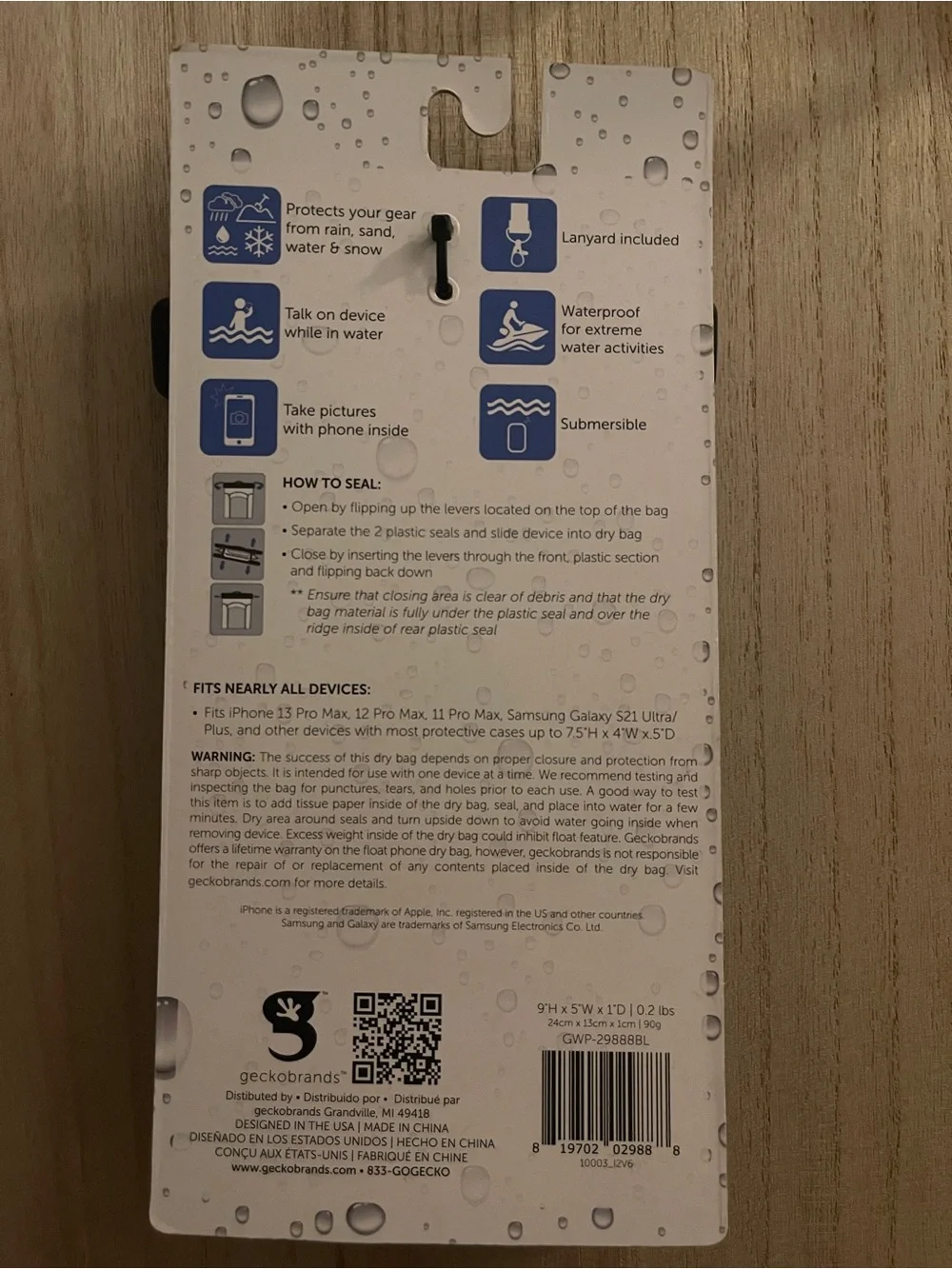 geckobrands Waterproof & Float Phone Dry Bag Pouch Blue NWT